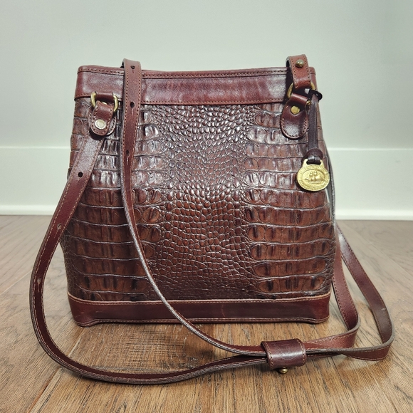 VTG BRAHMIN Brown Reptile Embossed Leather Purse - Picture 5 of 13